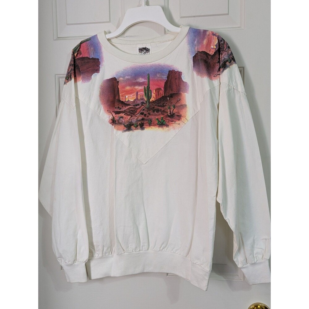 VTG Hazelwood Cotton Pullover Shirt Womens Large Desert Road Runner Southwestern